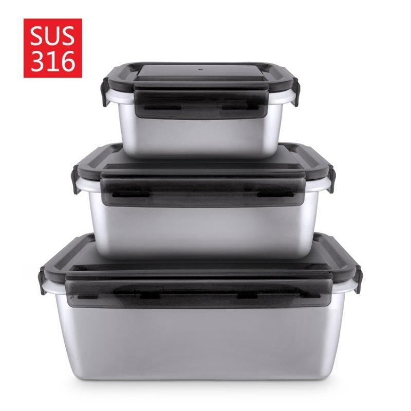 Edelstahl-Lunchbox, Lebensmittel-Bento-Aufbewahrungsbehälter, Crisper mit Deckel