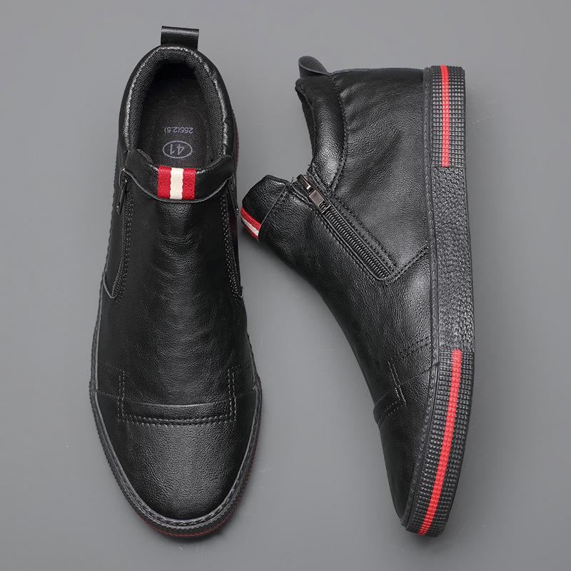 Fashion New Style Slip-on Side Zip Men Boots Autumn Fashion High-Top Sneaker Shoes British All-match Casual Wear-Resistant Shoe