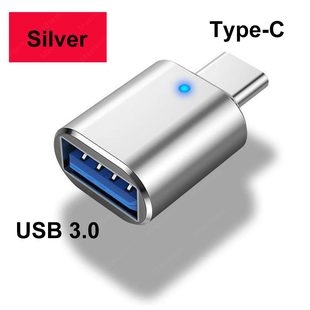 

Адаптер Type C - USB 3.0 OTG, переходник USB C Male - USB Female для Macbook Air Pro, Samsung S21 S20, Xiaomi, разъем Type C OTG серебряный