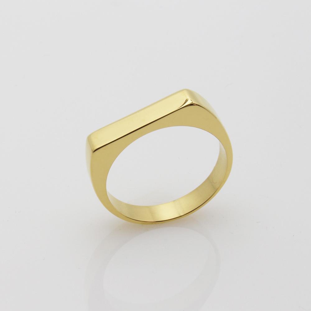 European Style Titanium Steel Ring with Engraved Graphics Logo – Electroplated Flat Stainless Steel Couple Band