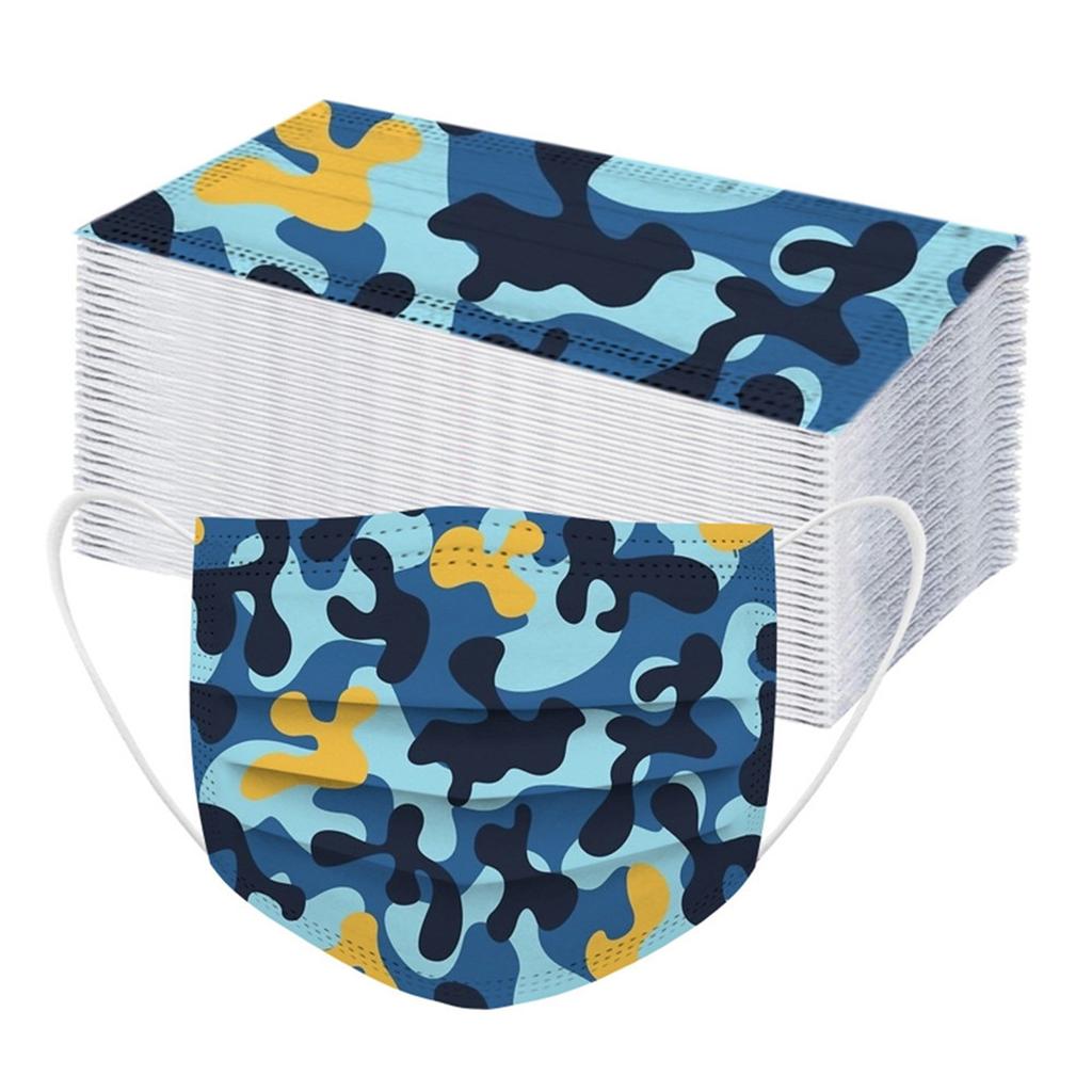 Printing Disposable Three Layer Face Mask With Nose Strip 50PCS