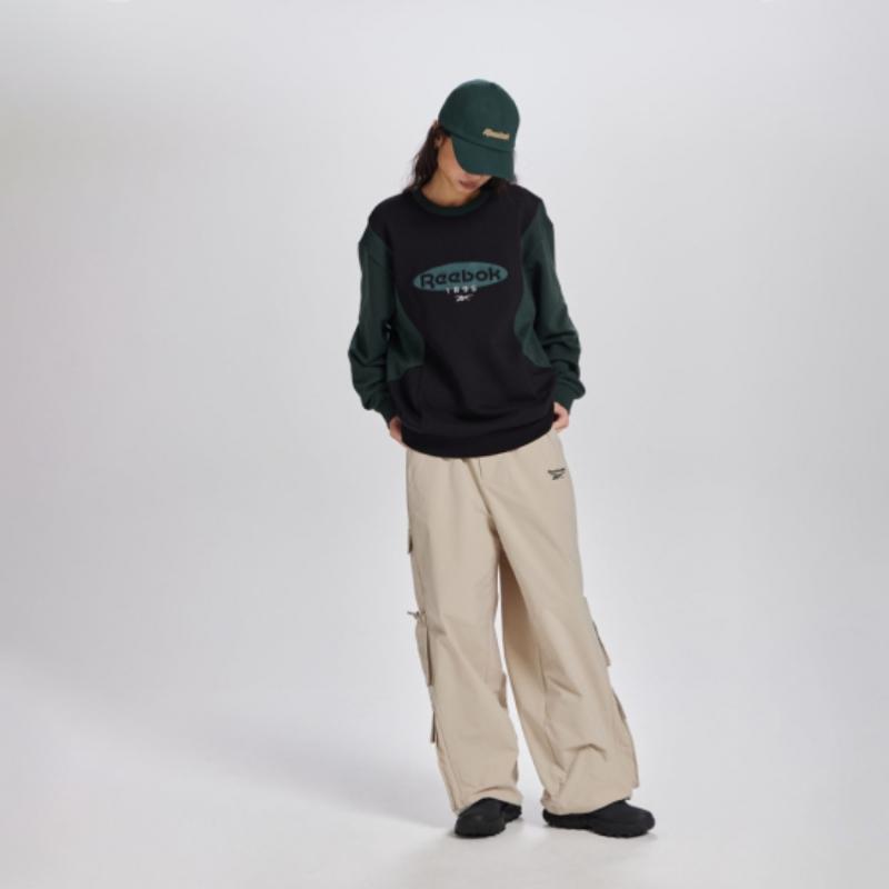 Reebok Heritage Colorblock Sweatshirt   Black Green Rets5fm42bk