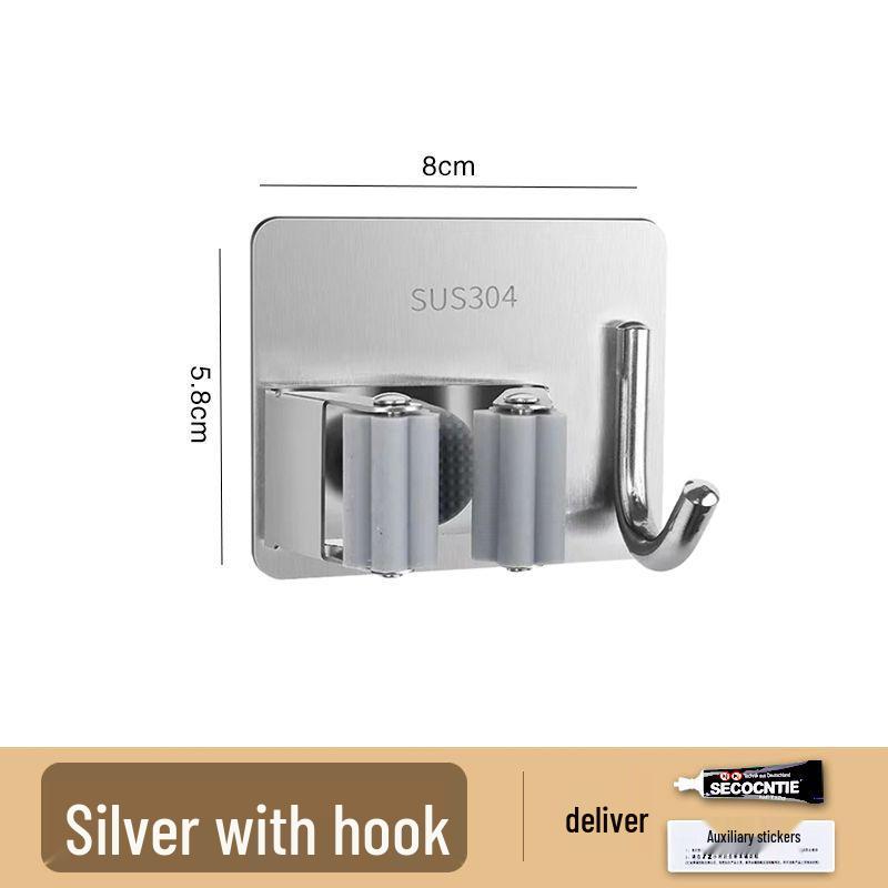 Stainless Steel No-Drill Multi-Function Wall-Mounted Mop and Broom Rack