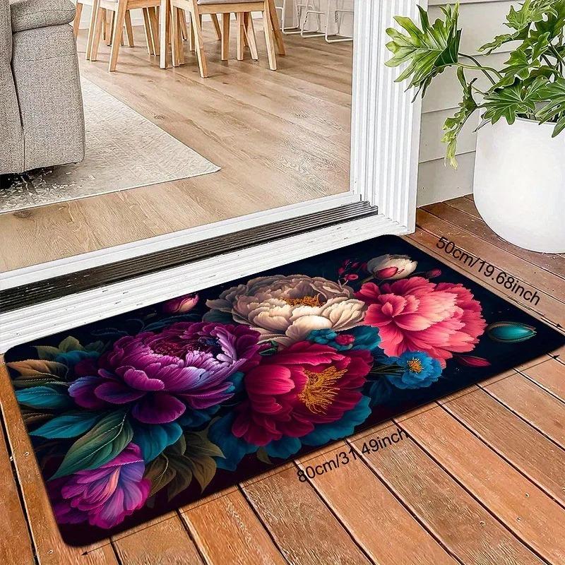 1 ks Vzor Pivoňky Rohožky do dveří Kuchyňské koberce Protiskluzové Pop design Koupelnové koberce Podložka do koupelny Koberec pro domácí dřez Prádelna Dekor