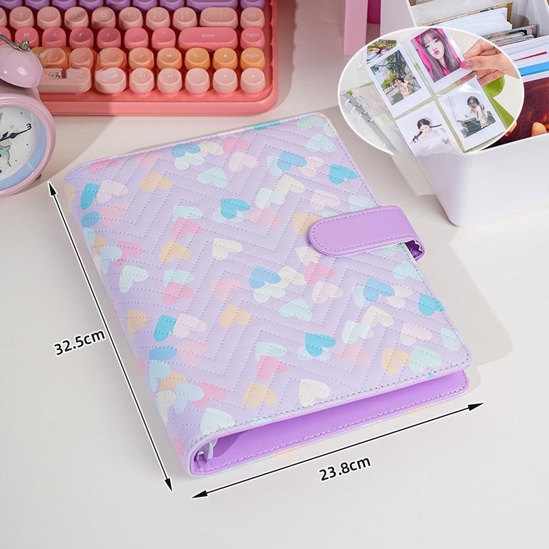 

Держатель для карт из искусственной кожи в форме сердца, формат А5, альбом для записей для поклонников знаменитостей, память и открытки, большой объем, альбом Po