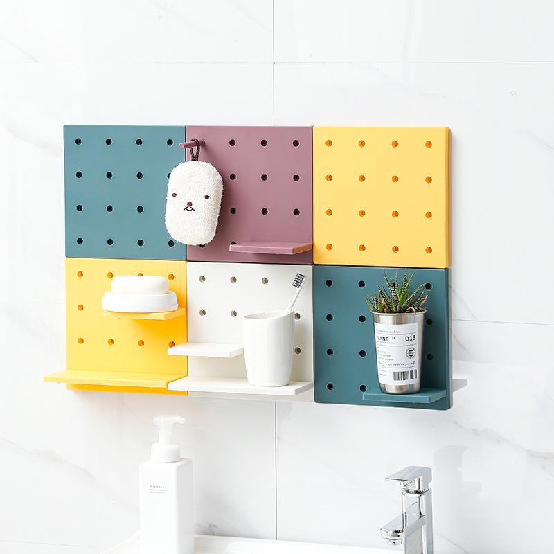 No-Punch Pegboard Wall Shelf for Kitchen & Bathroom Storage