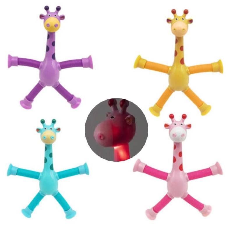 Langhals-Giraffe Stretch-Spielzeug mit Saugnapf und Leuchtfunktion