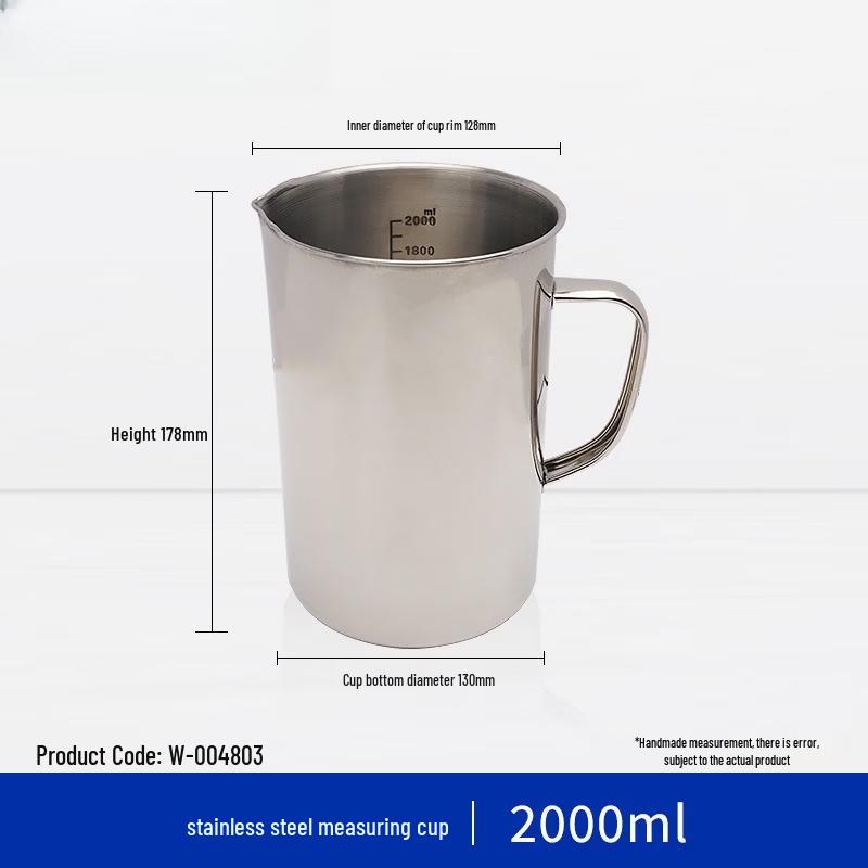 2000ml Stainless Steel Measuring Cup with Lid & Scale