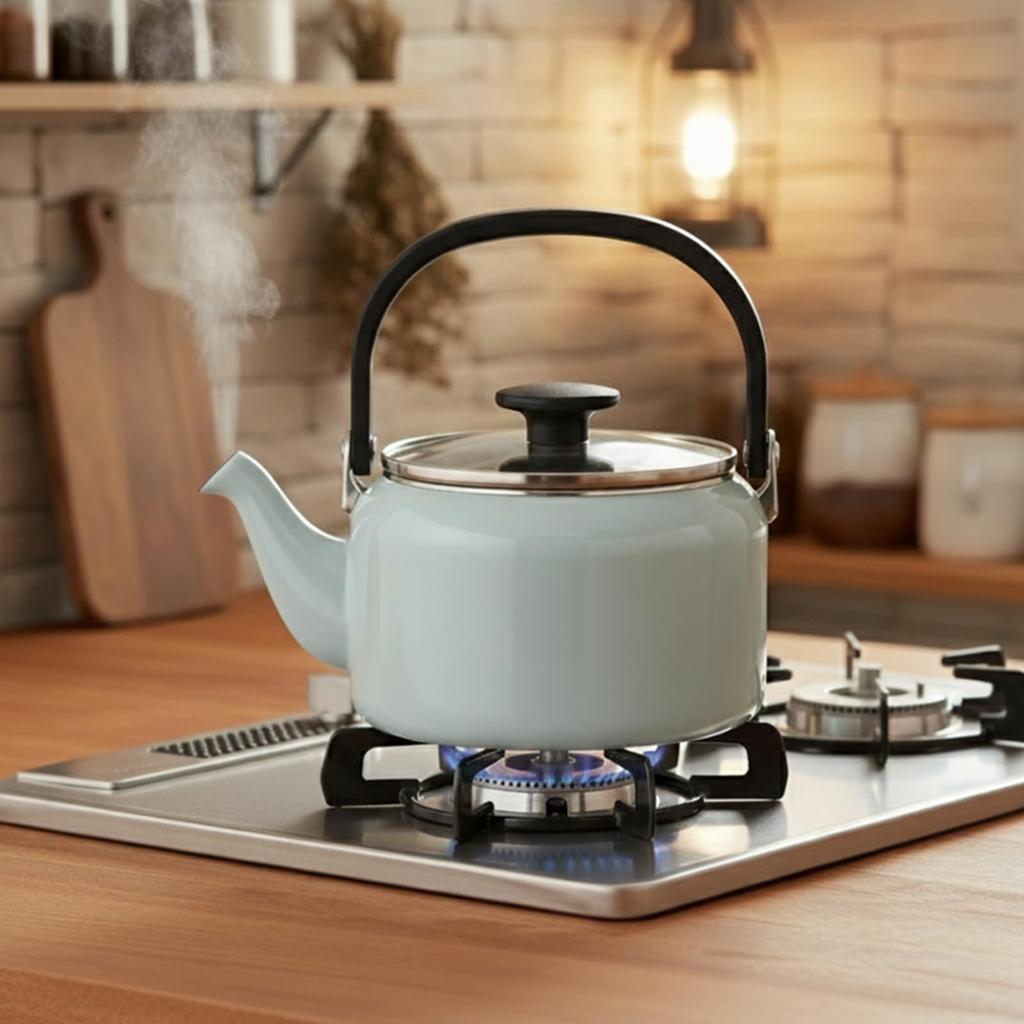 [Amazon.co.jp Exclusive] Fuji Enamelware Kettle with Glass Lid, 2.0L, Sky Gray AMZ-2.0K.SG