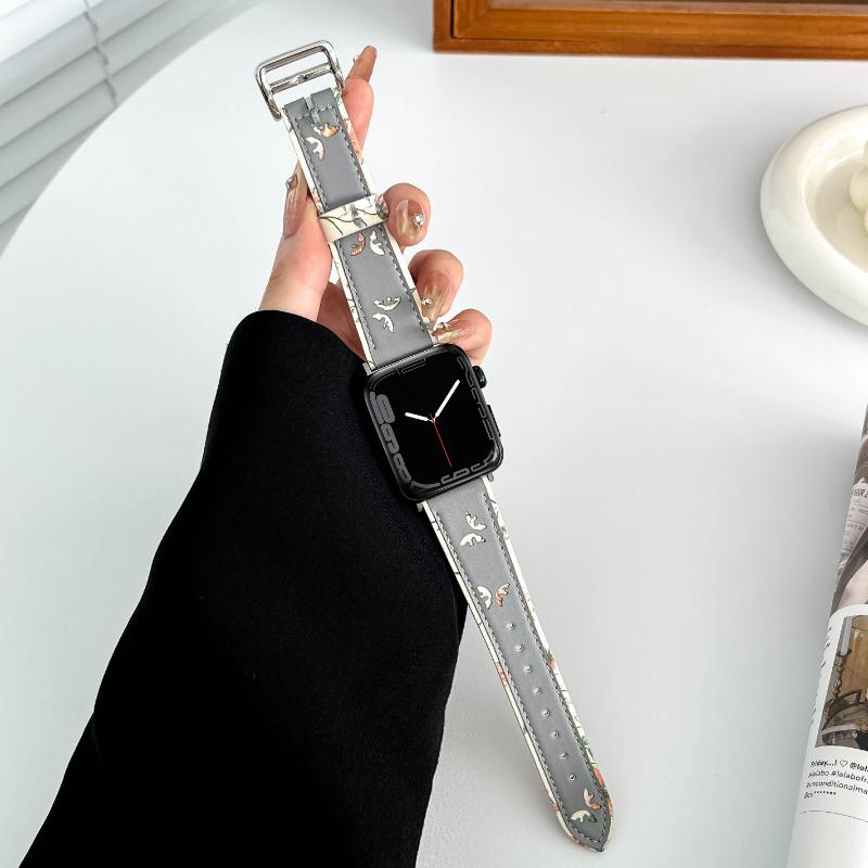 Leather band for Apple watch band 45mm 41mm 44mm 40mm 49mm 42mm Butterfly style bracelet wristband iWatch Ultra 9 8 SE 7 6 5 4 3