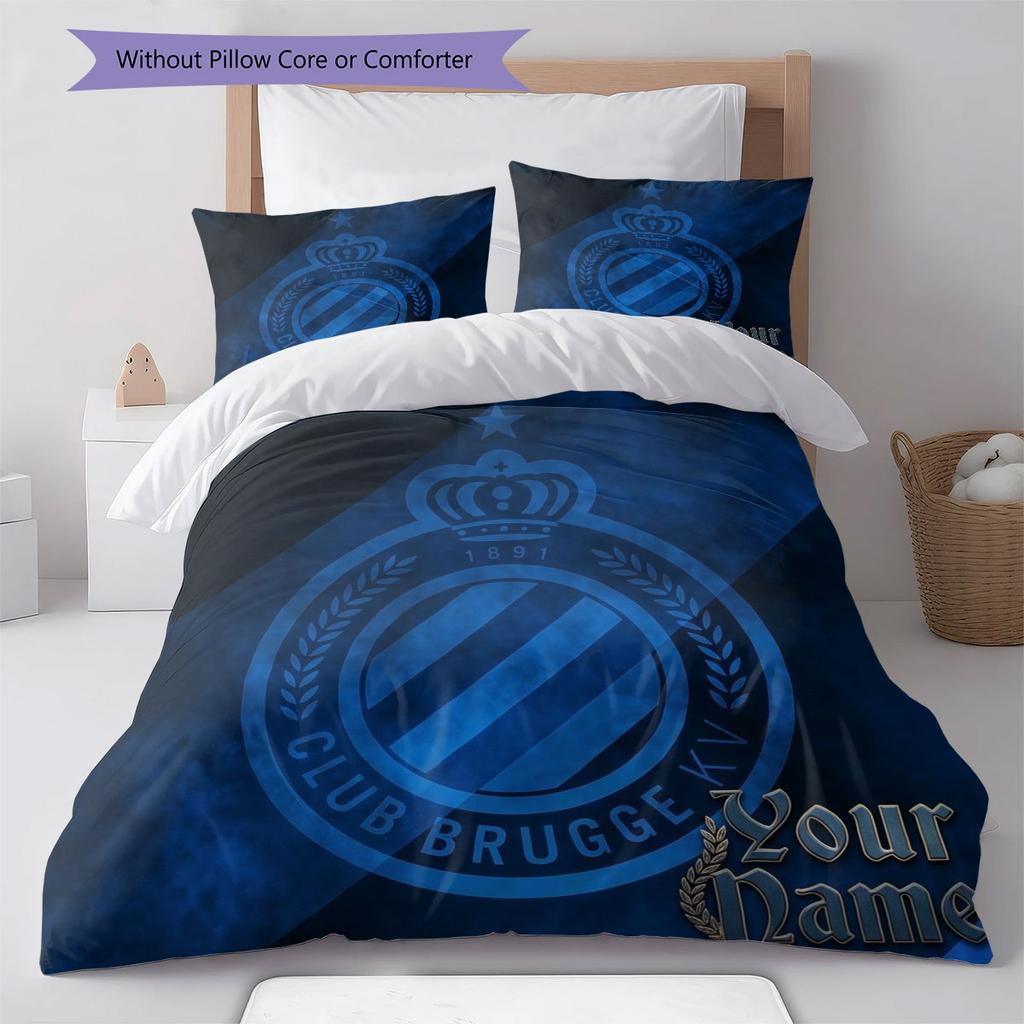Club Brugge KV Custom Name Pattern Bedding,Quilt Set Quilt Cover Pillowcase Home Birthday Gift(1 * Duvet Cover + 2 * Pillowcase, Without Core)