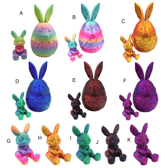 Påskhare Äggprydnad med Rörlig Ledad Kanin Inuti 3D-printad Kanin Blomma Äggfigur Påskhelg Festdekoration