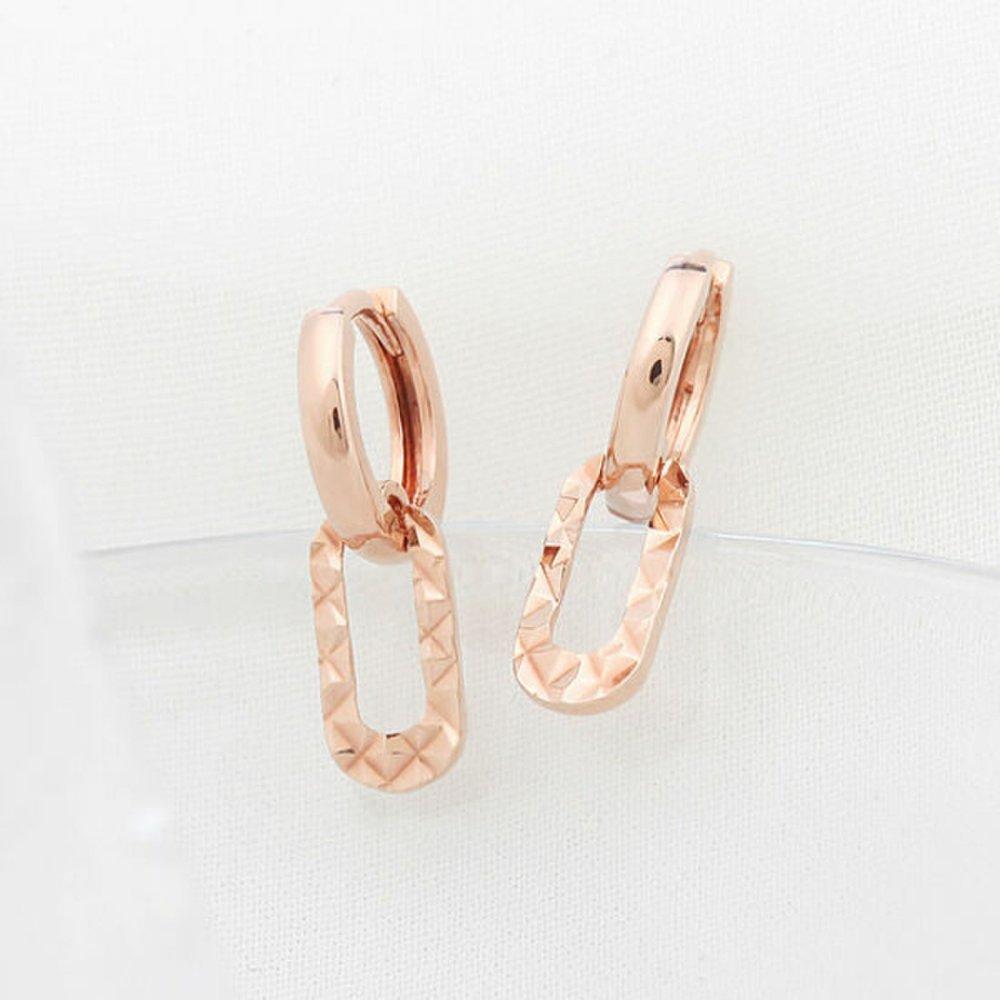 [] 14K Gold Needle Dali Clip Drop One-Touch Ring Earrings