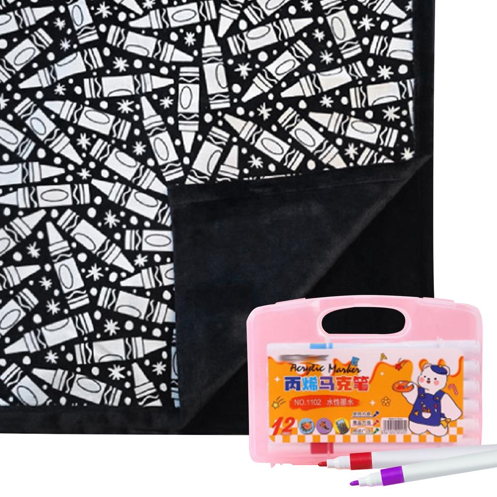Color Your Own Blanket Washable Fuzzy Velvet Creative Art Project with Markers for Holiday Arts Crafts Activity Party