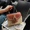 Fashion Textured Straw Handbag Bag Women's Bag Summer New Fashion Rope Single Shoulder Oblique Span Box Bag