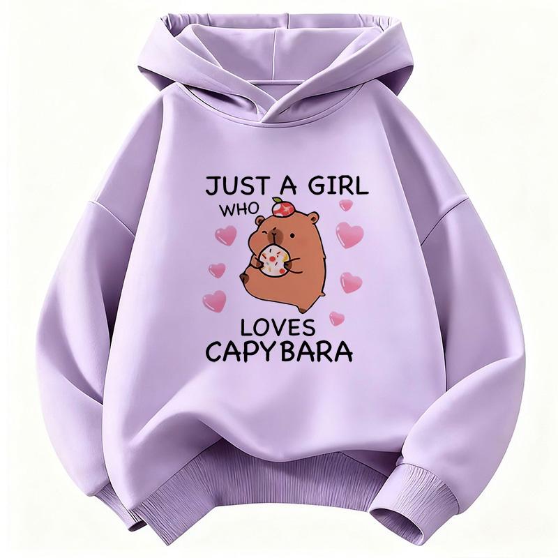 Just A Girl Who Love Capybara Hoodie Kids Cartoon Children's Sweatshirt Hoody for Boys Girls Casual Hoodies Funny Clothes