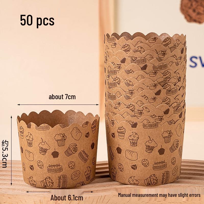 50 Hochtemperatur-Beständige Kraftpapier Muffin- & Chiffon-Kuchenförmchen - Lebensmittelqualität, Einweg, Runde Backförmchen