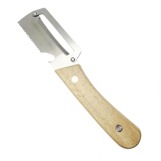 

Нож для чистки с острым лезвием из нержавеющей стали Овощечистка с деревянной ручкой Широкая овощечистка с открывалкой для бутылок Инструмент для чистки картофеля овощей