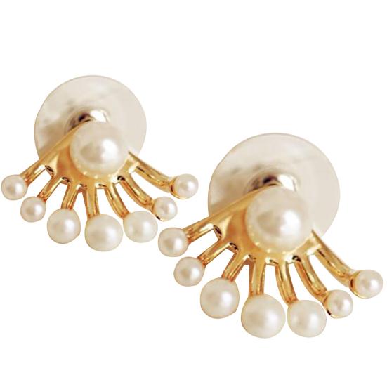 1 Pair Earrings Double-sided Jewelry Faux Pearl Women Front Back Stud Earrings