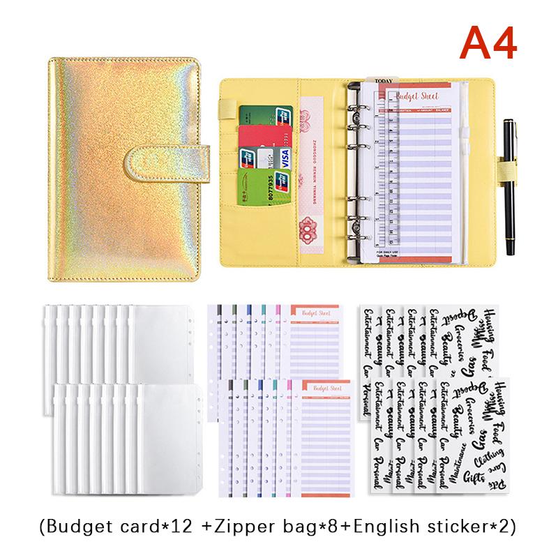 A6 Leather Budget Binder Notebook Notepad Diary Planner Cash Envelopes Pockets For Money Saving Bill Organizer