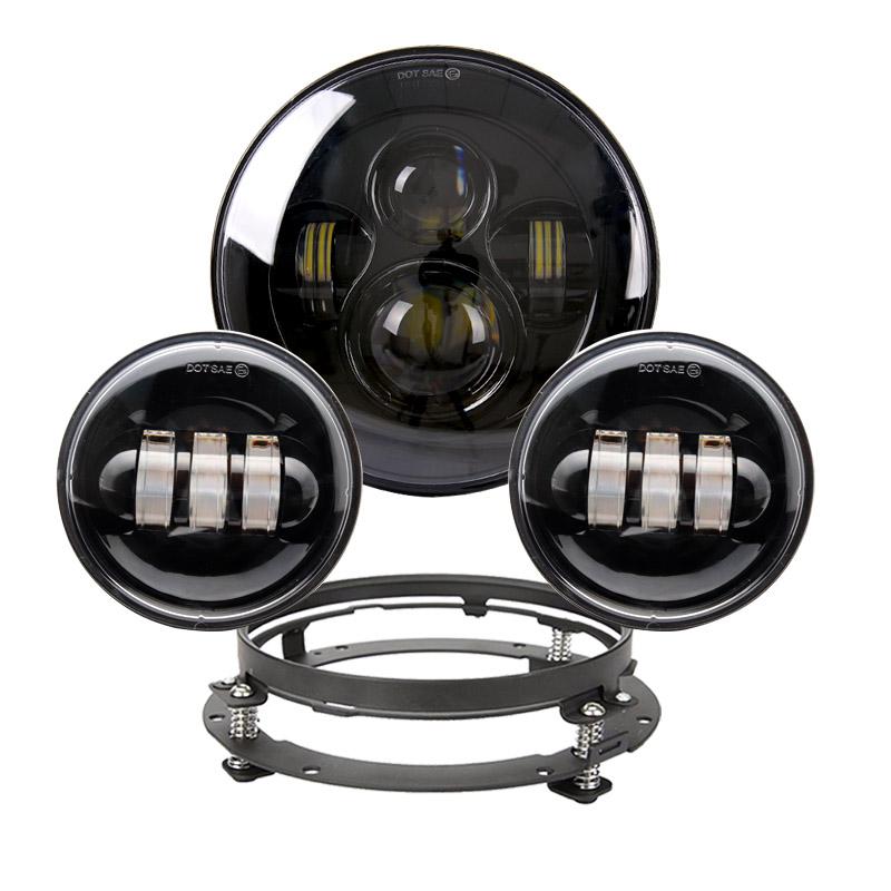 

Для мотоциклов Harley Touring Road King Street Glide аксессуары фара 7 черная светодиодная прожекторная фара 4.5 противотуманная фара