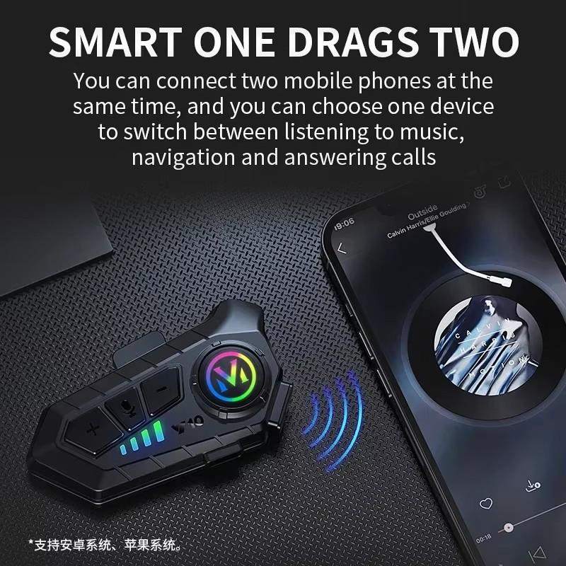 Bluetooth Motorcycle Helmet Headset Wireless IPX6 Waterproof Noice Reduction Earphone Super Long Standby HandsFree Headphone AE