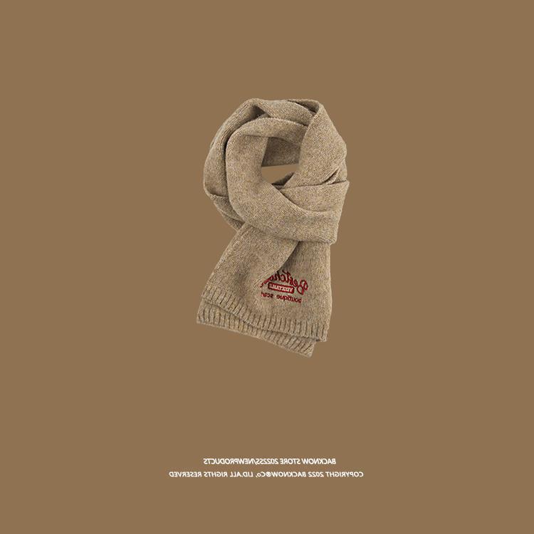 Imitation Cashmere Scarf for Girls in Winter New Korean Style Solid Color Fashionable Wool Small Scarf for Couples and Men