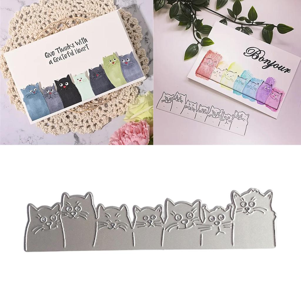 Animal Cats Cutting Dies Carbon Steel Die Cut Templates Metal Embossing Stencils for Scrapbooking Card Making Album
