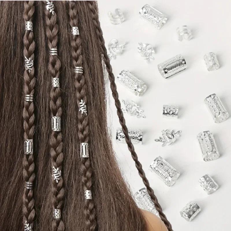 40pcs hair braid hair band mixed hair braid bead cuff tube charming hollowed-out decorative accessories