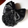 Solid Color Lady Bow Barrette Women Hair Accessories Satin Bowknot Hairpins Net Bun Snood