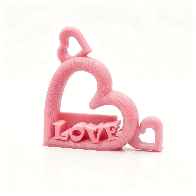 Creative Heart Shaped 3D Printed Photo Stand Non-toxic Desktop Ornament Red Pink for Study Room Decor Gift for Students