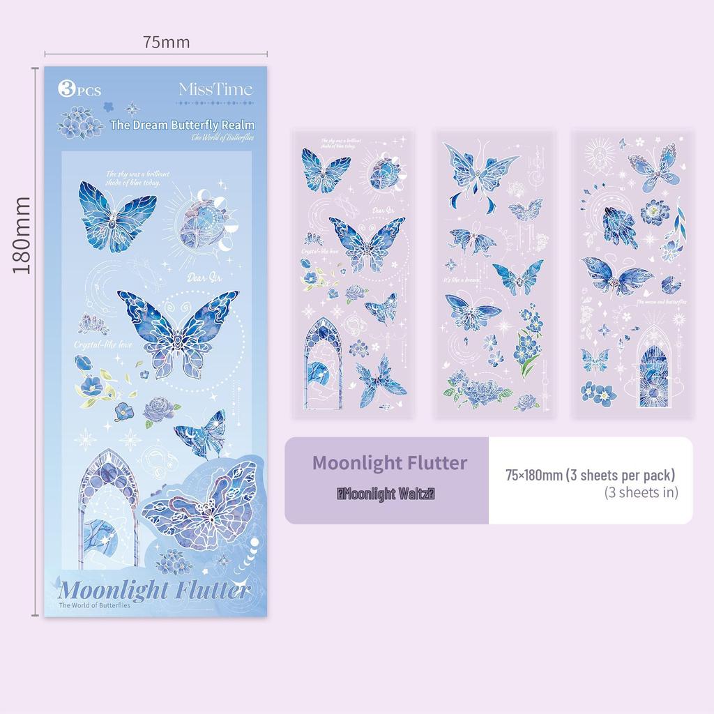 Sticker Boundary Dream Butterfly: Die-cut Shell Light Journal Decoration Stickers