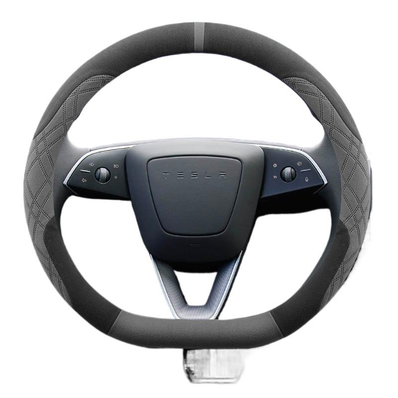 36cm Leather Car Steering Wheel Cover for Tesla Y 3 2025 2026 Accessories