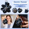 Denim Bloemige Sleutelhanger Tasbedel, Mode Denim Bloemen Sleutel en Portemonnee Accessoire voor Vrouwen