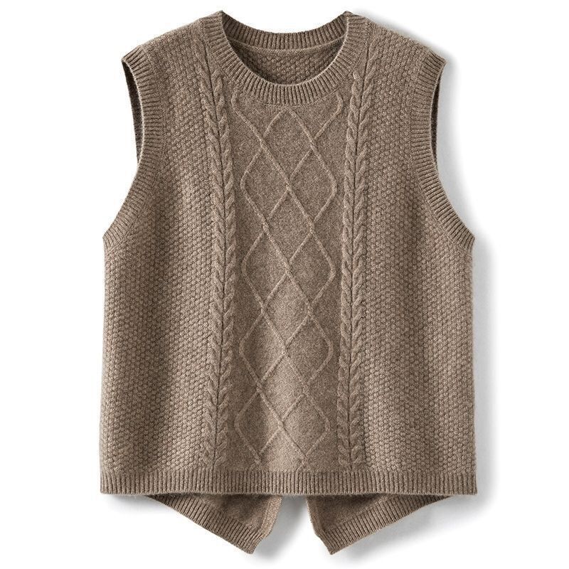 Women Cable Knit Waistcoat, Loose Sleeveless Knitted Vest, High Quality All Season Casual Sweater Gilet
