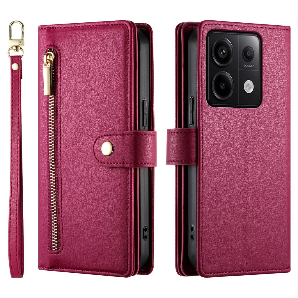 Crossbody Ledertasche für Xiaomi Redmi Note 15 14 13 12 Pro Plus 14C 13C A3 A5 Reißverschluss Lanyard Kartenfach Geldbörse Tasche Hülle