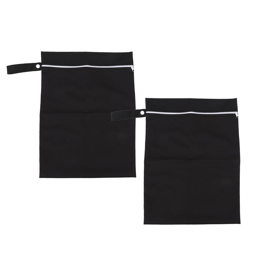 2pcs Black Wet Bag TPU Fabric Zipper Design Water Proof Storage Bag for Outdoor Wet Clothing