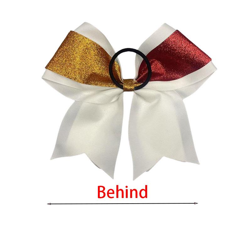 Glitter Cheerleading Bow Hair Tie with Double-Layer Elastic