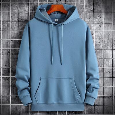 Men's Spring and Autumn Solid Color Simple Hooded Sweatshirt Youth Loose Casual Lapel Jacket