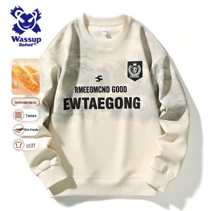 

Wassup Sohot Men s Graphic Long Sleeve Round Neck Pullover 2XL