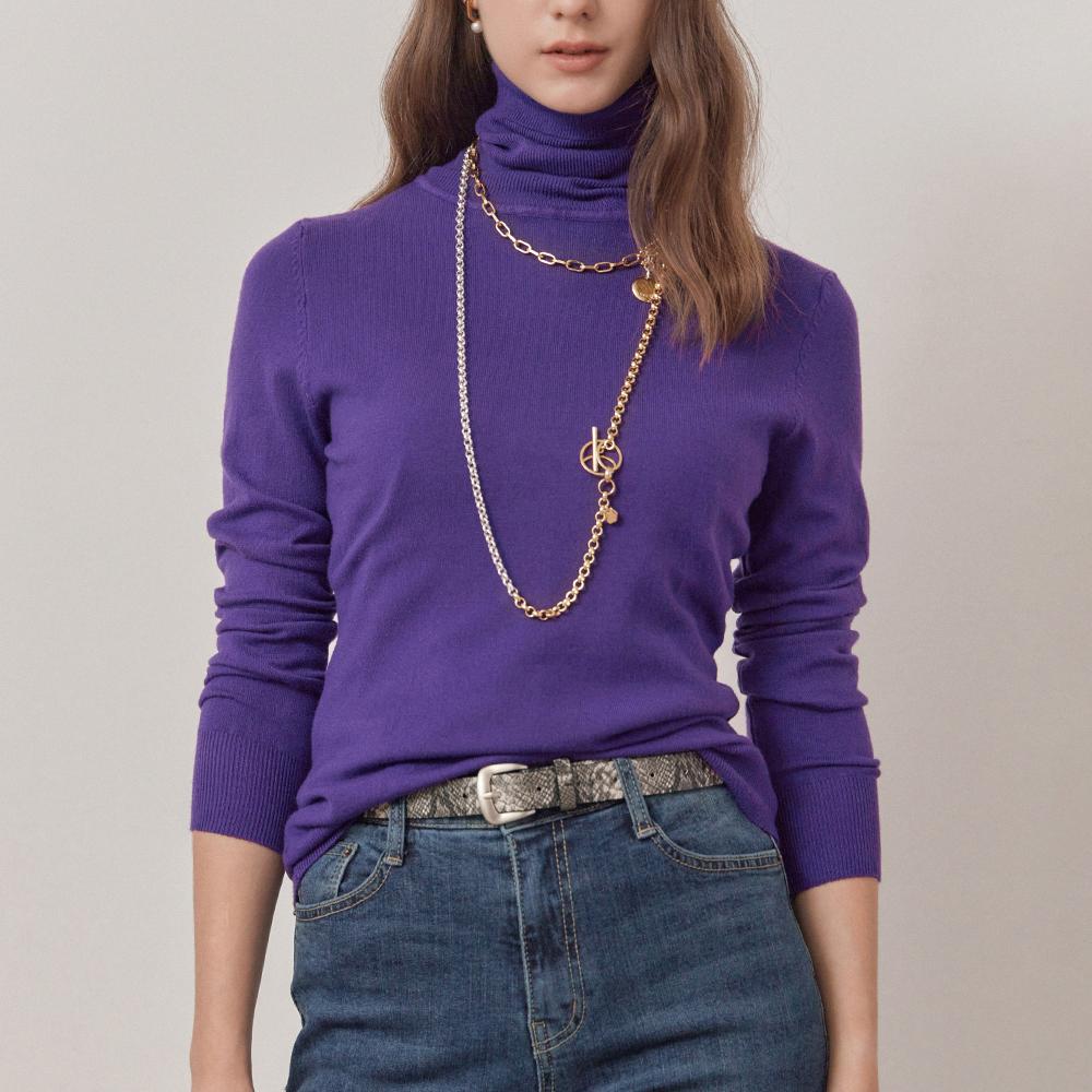 Maja Soft Basic Color Turtleneck Knit Pink/Free