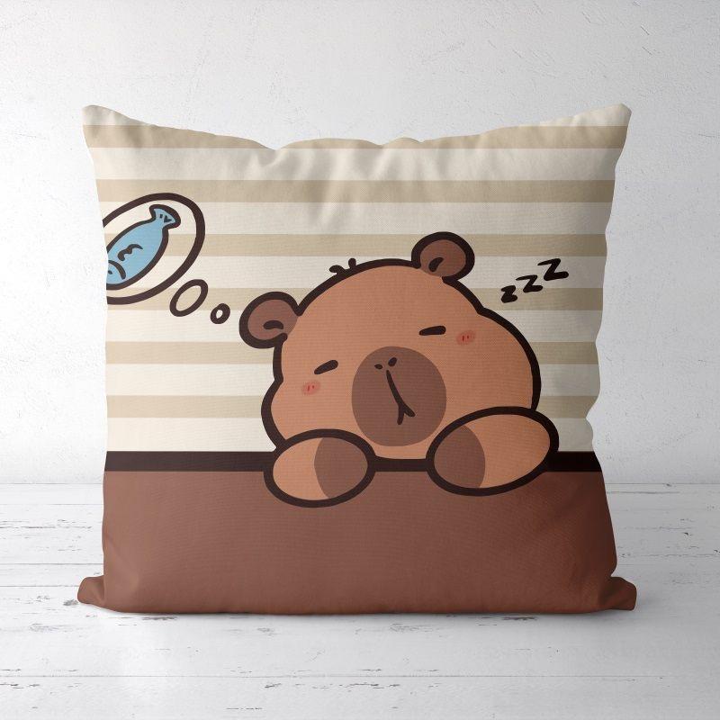 Cute Kapibara Capybara Cartoon Two-dimensional Pillowcase Children's Bedroom Sofa Cushion Cover Nap Pillow Cover