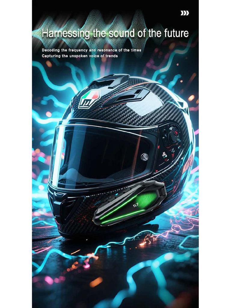 S7 Bluetooth Helmet Headset: High-Quality Sound, Waterproof, Freeze-Proof, Noise-Cancelling, Ideal for Team Riding.