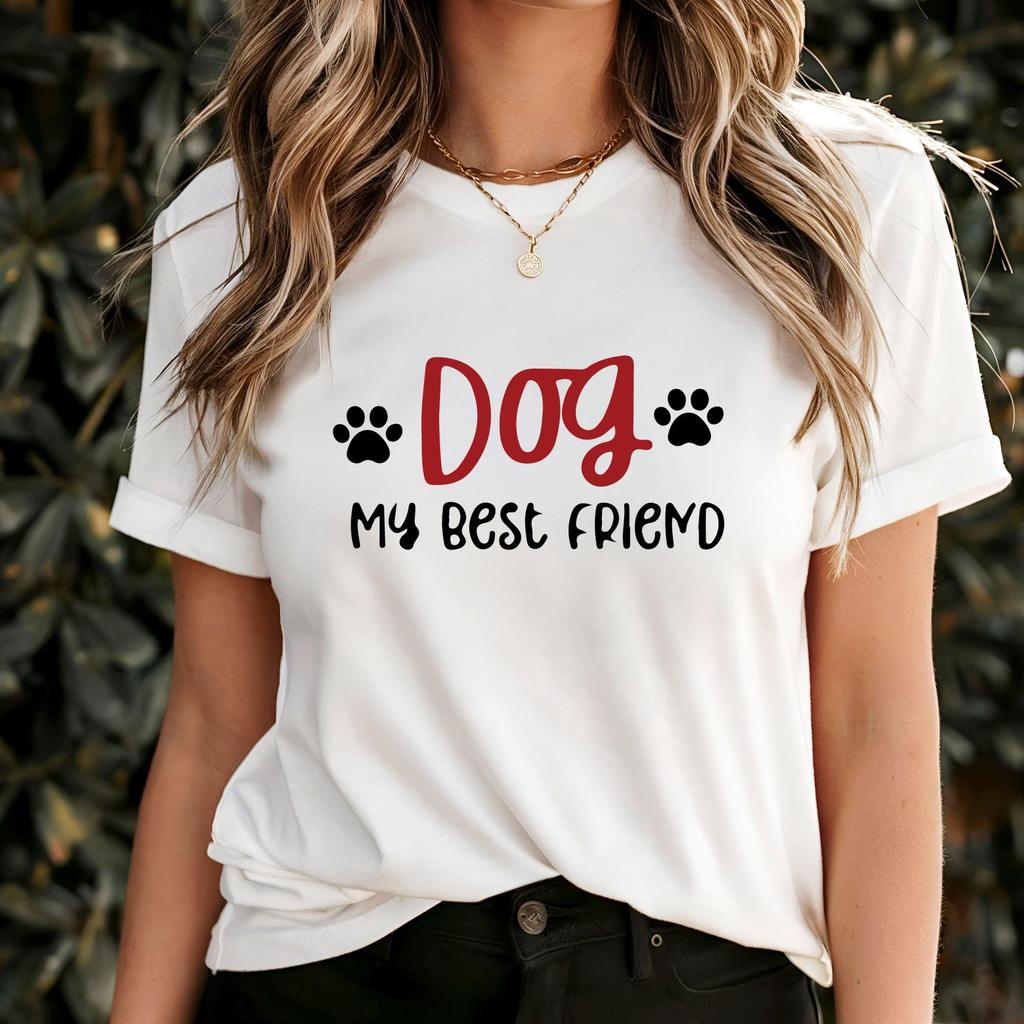 Dog My Best Friend T-Shirt with Paw Print, Best Friend Dog Graphic Tee, Perfect Gift for Pet Owners, Animal Lovers, and Dog Enthusiasts