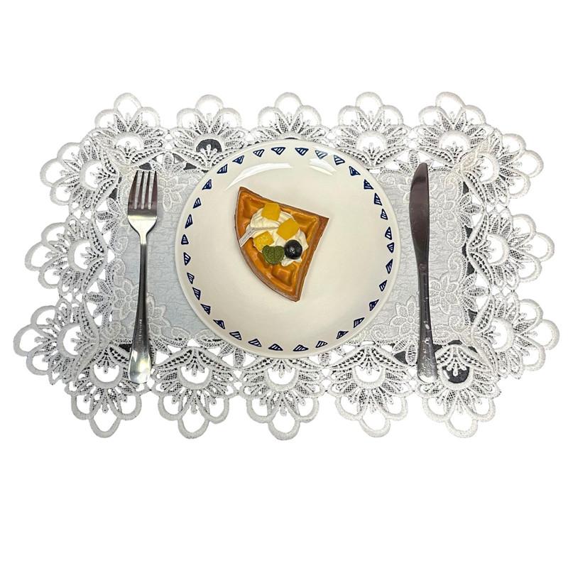 Lace Embroidery Table Cloth Beautiful Hollow Pattern Coffee Cup Mat White Dining-table Decoration