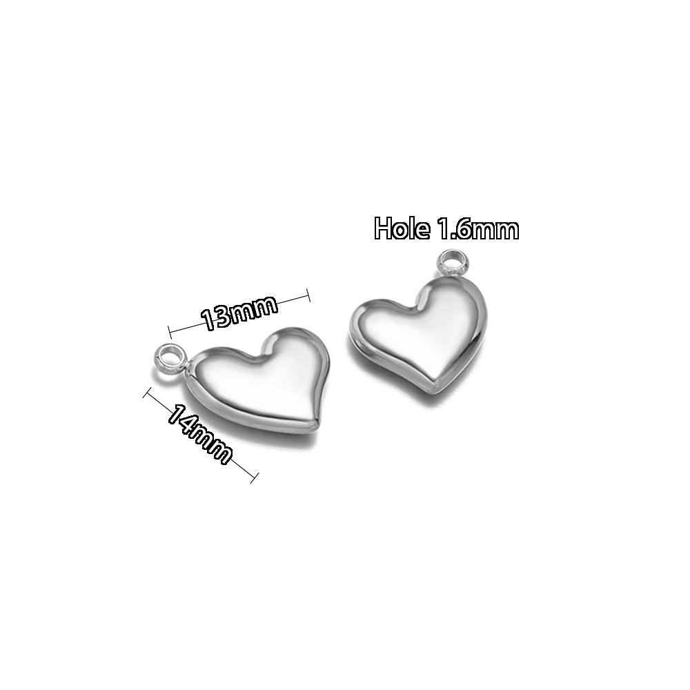 5pcs Stainless Steel New Fashion Three-dimensional Heart Charms Pendants PVD Gold Plated Necklace Homemade Bracelet DIY Jewelry