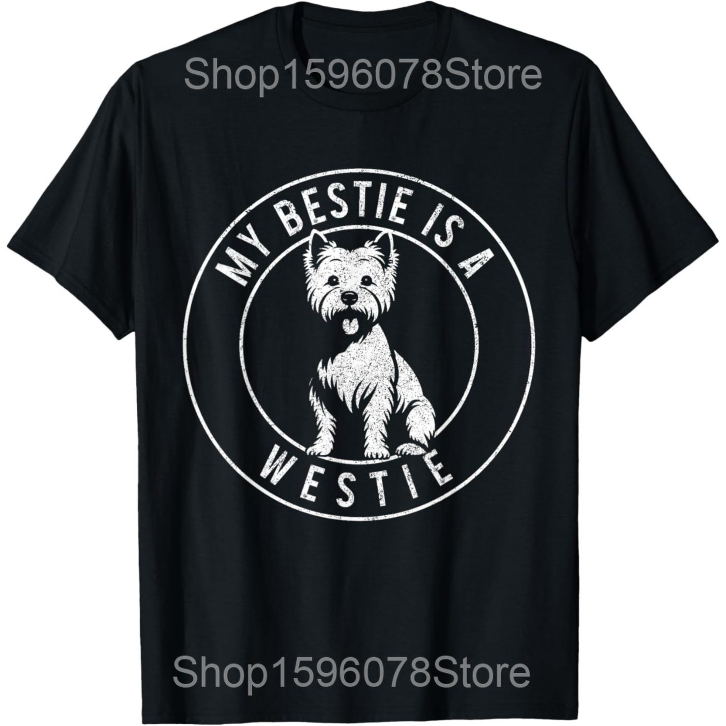 

Funny Halloween West Highland White Terrier and Skeleton T Shirts Humor Streetwear Tee Shirt Short Sleeve Unisex Loose Clothing S