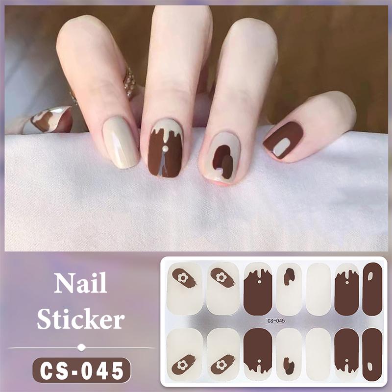 14 Nails Simple Waterproof Nail Wraps Full Cover Nail Stickers Firm And Not Easy To Fall Off Multi Color Nail Art For Women'S D