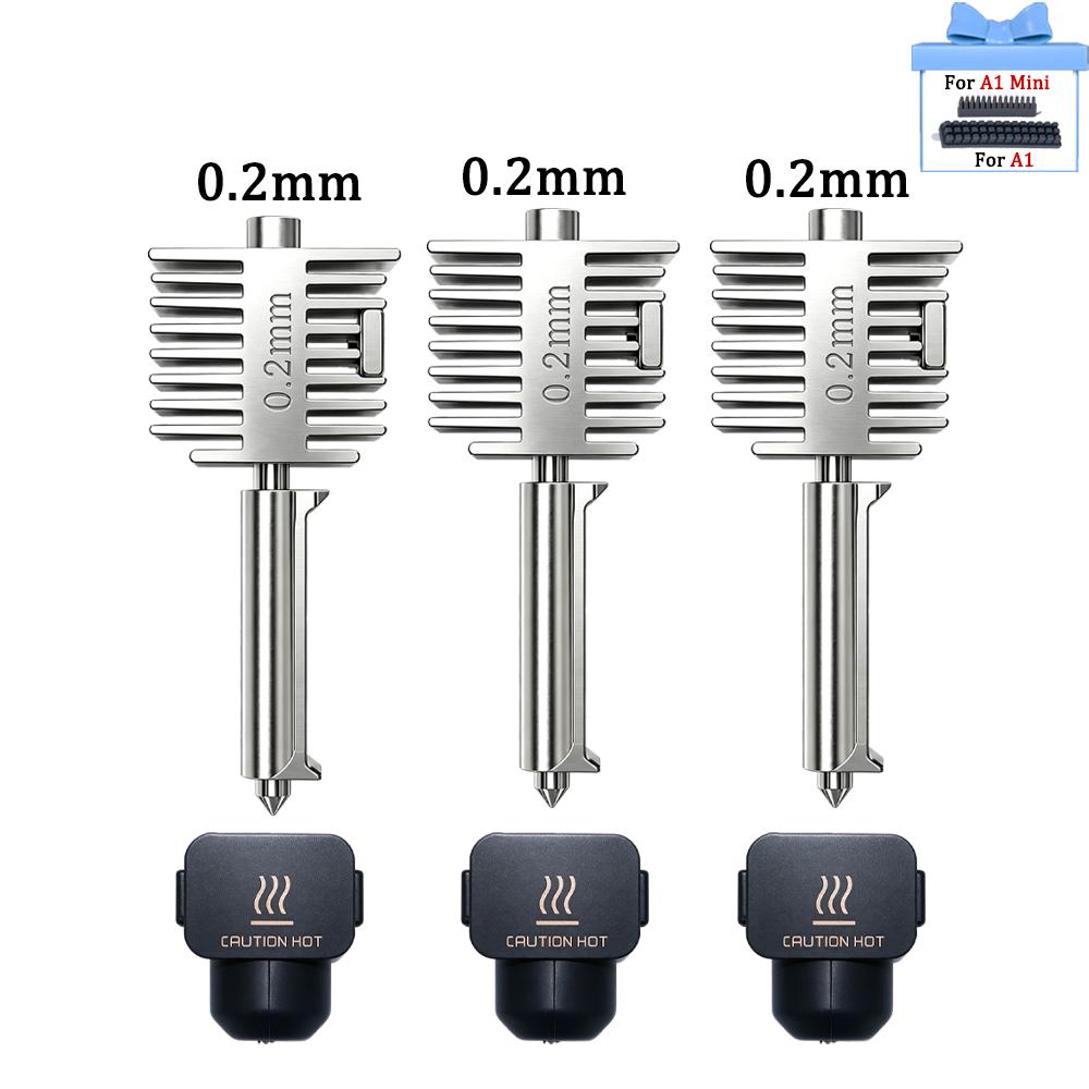 Hotend-Kit für Bambu Lab A2L/A1/A1 Mini Hot-End-Baugruppe 0,2/0,4/0,6/0,8 mm Gehärteter Stahl Einteilige Düse für A1 3D-Drucker