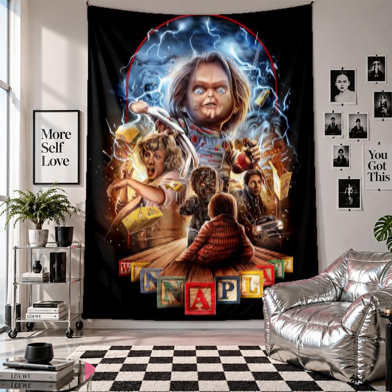 Wall TapestryChild's Play Chucky Tiffany Art Hanging Cloth Decorative Background Cover for Room Decoration